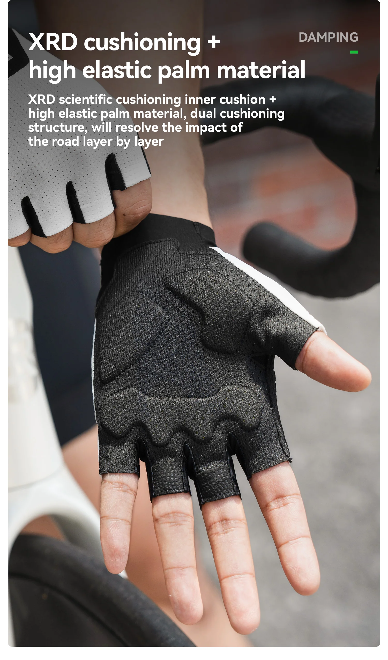 ROCKBROS Cycling Gloves Shock Absorption Bike Gloves Half Finger Seamless Breathable Bicycle Gloves With XRD Palm Pad Gloves