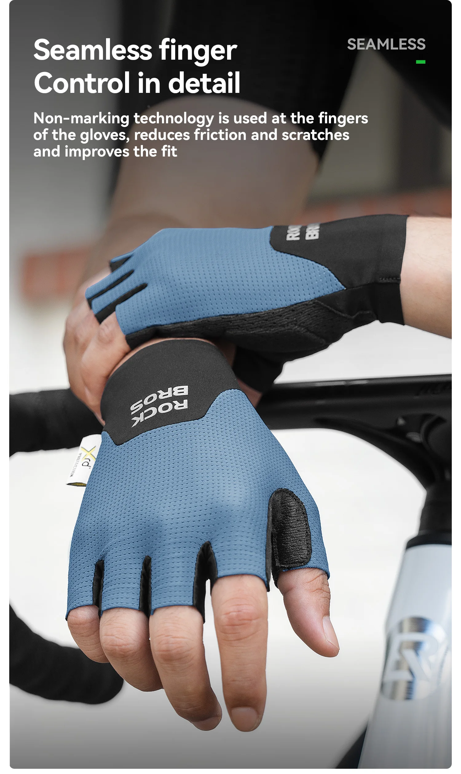 ROCKBROS Cycling Gloves Shock Absorption Bike Gloves Half Finger Seamless Breathable Bicycle Gloves With XRD Palm Pad Gloves