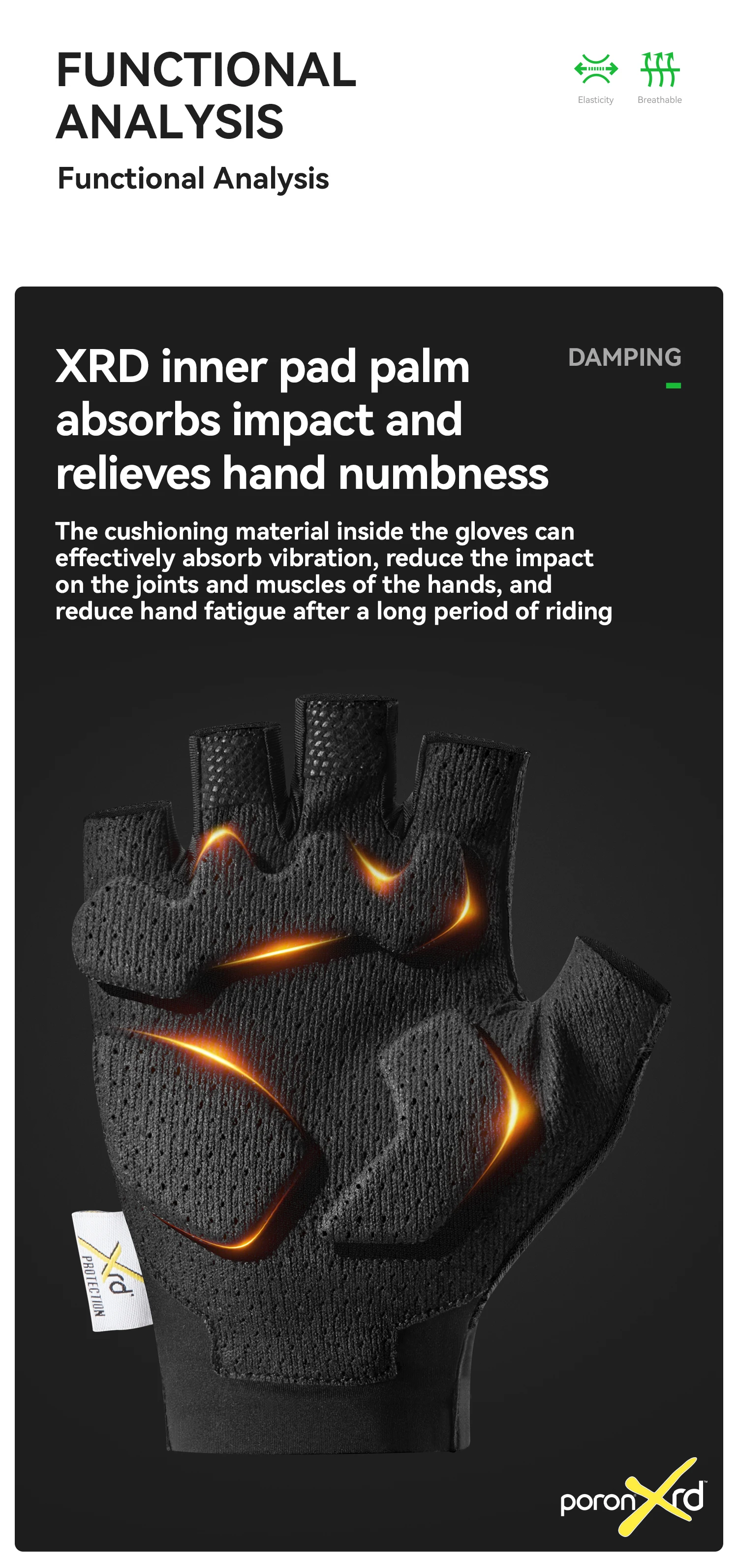 ROCKBROS Cycling Gloves Shock Absorption Bike Gloves Half Finger Seamless Breathable Bicycle Gloves With XRD Palm Pad Gloves