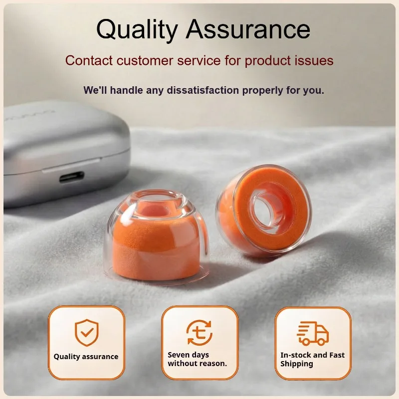 Liquid Silicone Sponge Ear Tips For Sony WF-1000XM6 Headphones Earbuds Noise-Canceling Orange Accessories for XM5/XM4 Ear Plugs