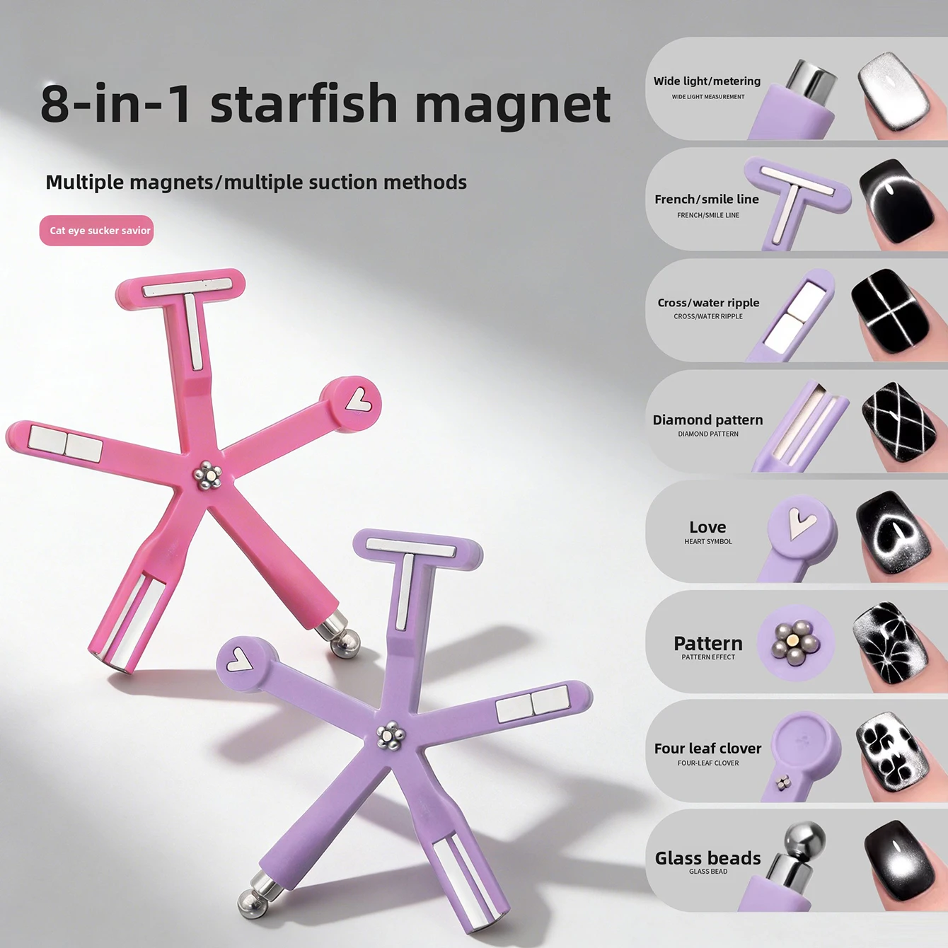 Upgraded Automatic Cat Eye Nail Tool New Multi-Functional Powerful Magnet for Attracting Wide-Beam French Manicure Nail Magnet