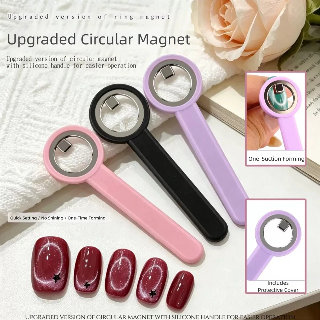 Upgraded Automatic Cat Eye Nail Tool New Multi-Functional Powerful Magnet for Attracting Wide-Beam French Manicure Nail Magnet