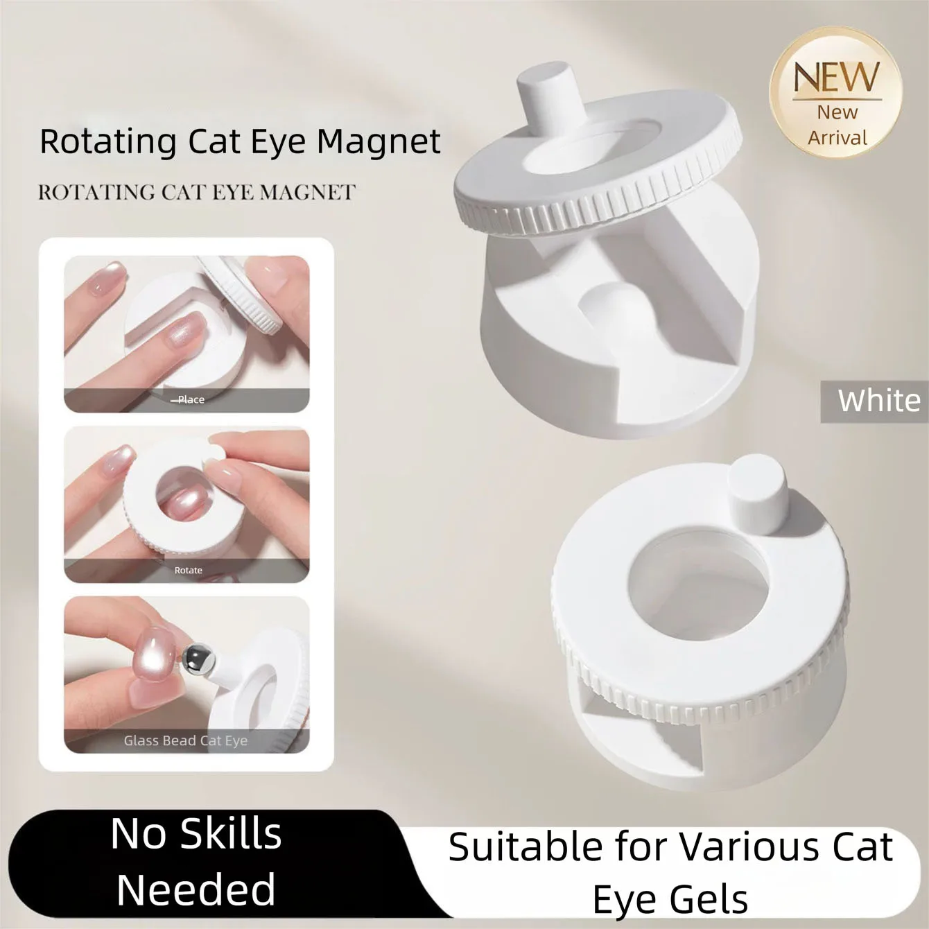 Upgraded Automatic Cat Eye Nail Tool New Multi-Functional Powerful Magnet for Attracting Wide-Beam French Manicure Nail Magnet