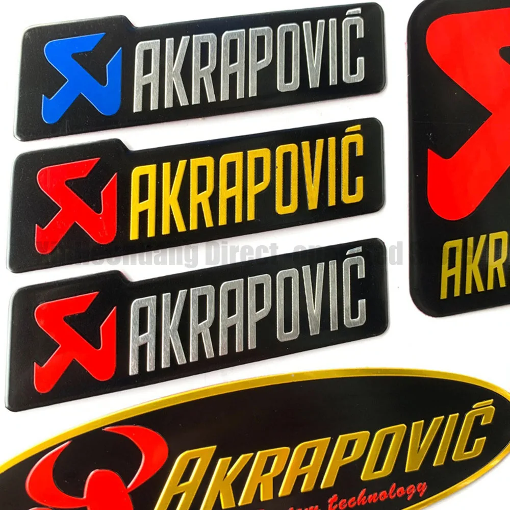 For Akrapovic Motorcycle Exhaust Pipe Stickers Metal Aluminum Emblem Decals Bike Muffler Logo Badge Motorbike Accessories