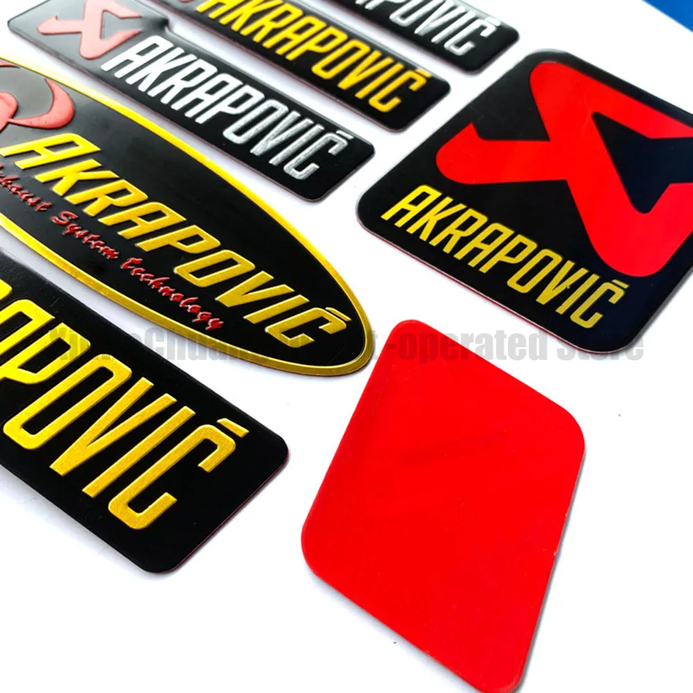 For Akrapovic Motorcycle Exhaust Pipe Stickers Metal Aluminum Emblem Decals Bike Muffler Logo Badge Motorbike Accessories