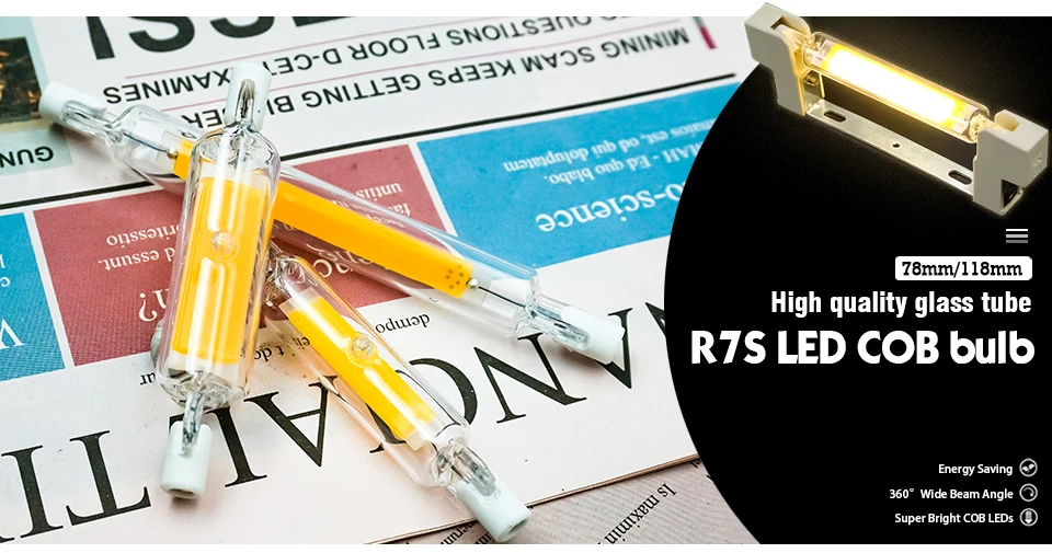 LED R7s COB Glass Tube 5W 10W 20W Lampada Led Lamp 78mm 118mm J78 J118 Corn Light Bulb AC 220V 110V Home Replace Halogen Lamp