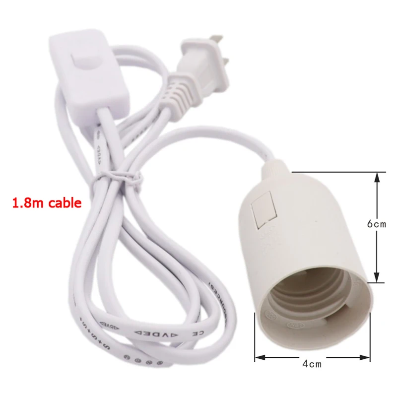 US AU UK EU to E14 E27 Power Cord Screw Base Lamp Holder LED Pendant Light Head With 303 Switch Extent Cable 1.8m Bulb Socket