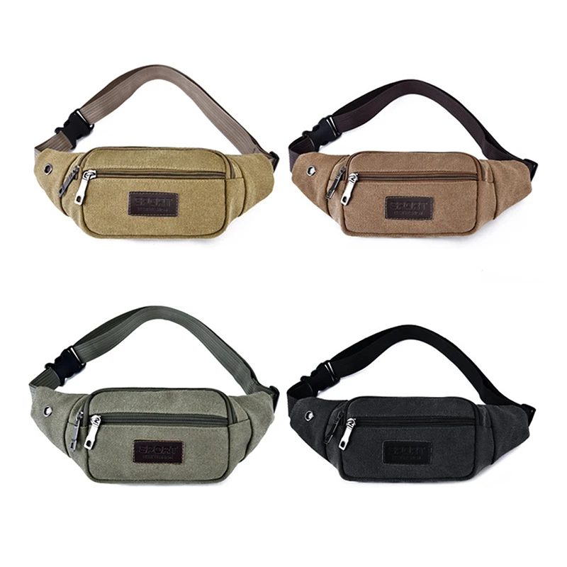 Casual Canvas Waist Bag Unisex Functional Waist Bag Mobile Phone Bag Men and Women Convenient Belt Banana Bag Fanny Pack Men