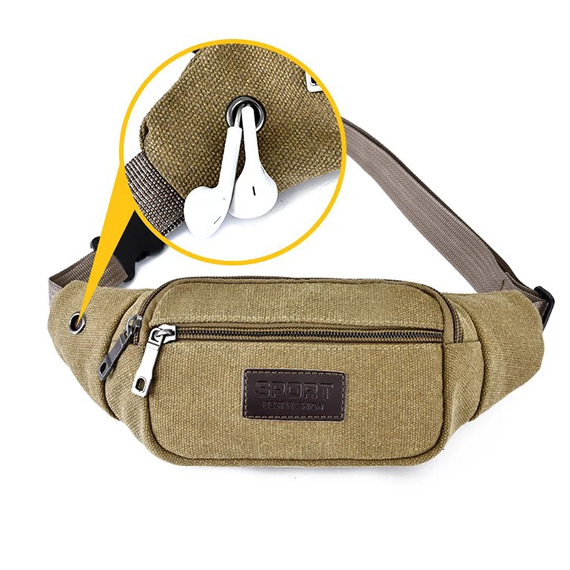 Casual Canvas Waist Bag Unisex Functional Waist Bag Mobile Phone Bag Men and Women Convenient Belt Banana Bag Fanny Pack Men