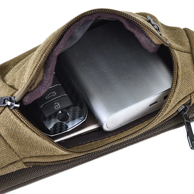 Casual Canvas Waist Bag Unisex Functional Waist Bag Mobile Phone Bag Men and Women Convenient Belt Banana Bag Fanny Pack Men