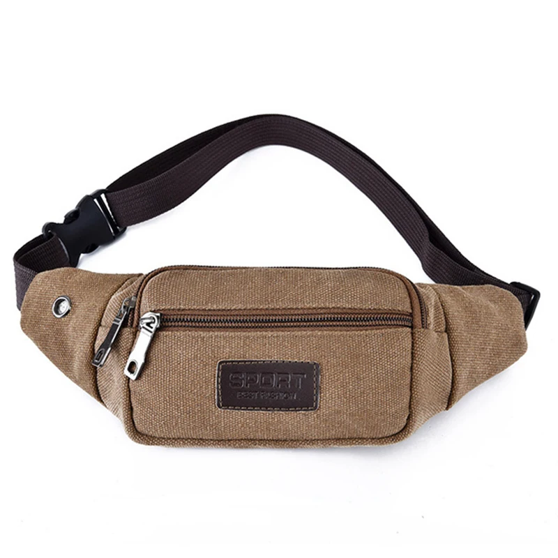 Casual Canvas Waist Bag Unisex Functional Waist Bag Mobile Phone Bag Men and Women Convenient Belt Banana Bag Fanny Pack Men
