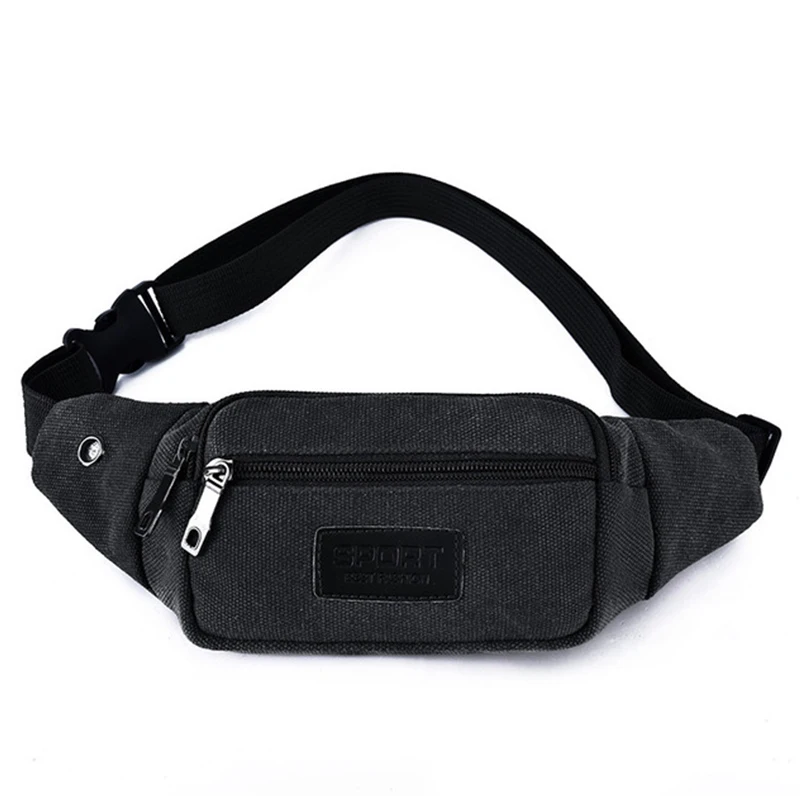 Casual Canvas Waist Bag Unisex Functional Waist Bag Mobile Phone Bag Men and Women Convenient Belt Banana Bag Fanny Pack Men