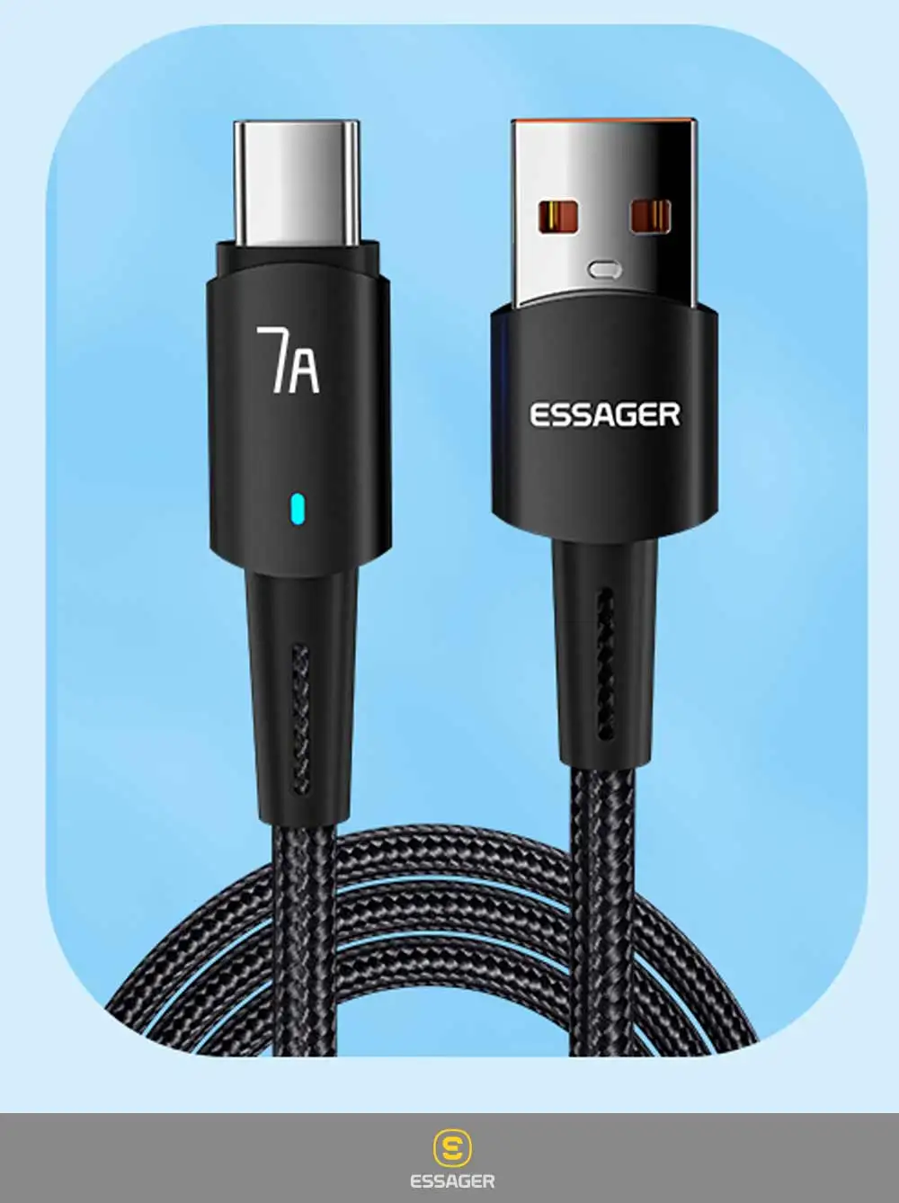 Essager 7A USB C Cable 100W USB Type C Cable Fast Charging Cable Type C For Huawei P40 Pro Honor 70 Pro Fast Charging Data Cord
