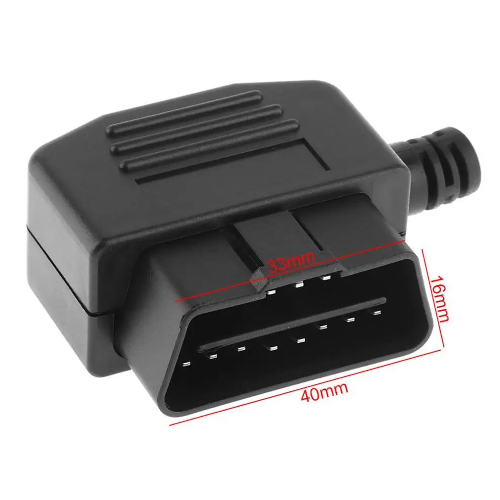 OBD-II L Type 16 Pin Male Connector Wire Sockets Connector Plug with Shell and Screw Fit For Most Car