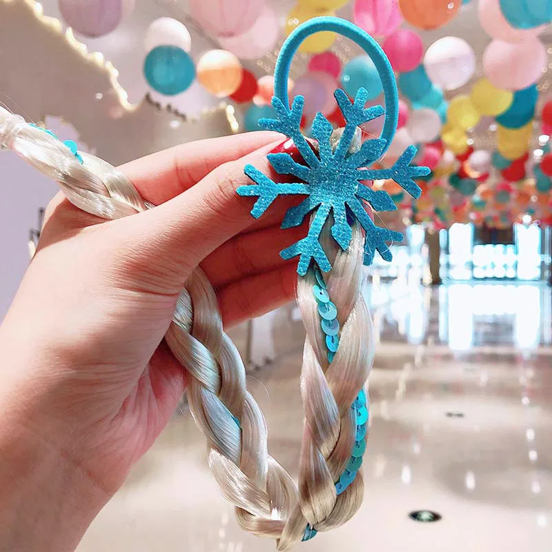 Girls Wigs Unicorn Twist Braids Hair Rope Headdress Children Gifts Princess Kids Elastic Band Rubber Band Headdress Headband