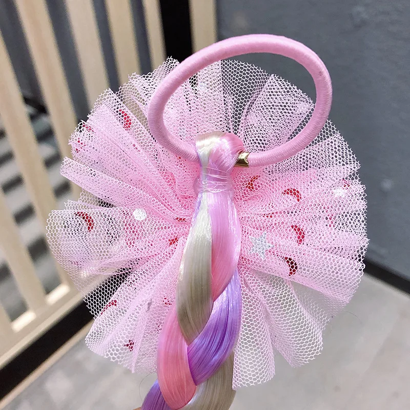 Girls Wigs Unicorn Twist Braids Hair Rope Headdress Children Gifts Princess Kids Elastic Band Rubber Band Headdress Headband