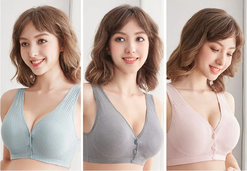 Vest Nursing Bra Pure Cotton Wireless Maternity Underwear Seamless Plus Size Front Buckle Breast Feeding Bra Open Cup Bra