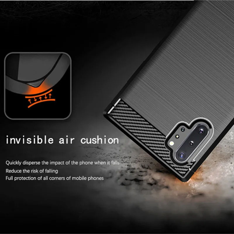 Phone Case for Samsung Note 10 Plus Carbon Fiber Shockproof Case for Galaxy Note10 plus Full Protective Back Cover Coque Fundas
