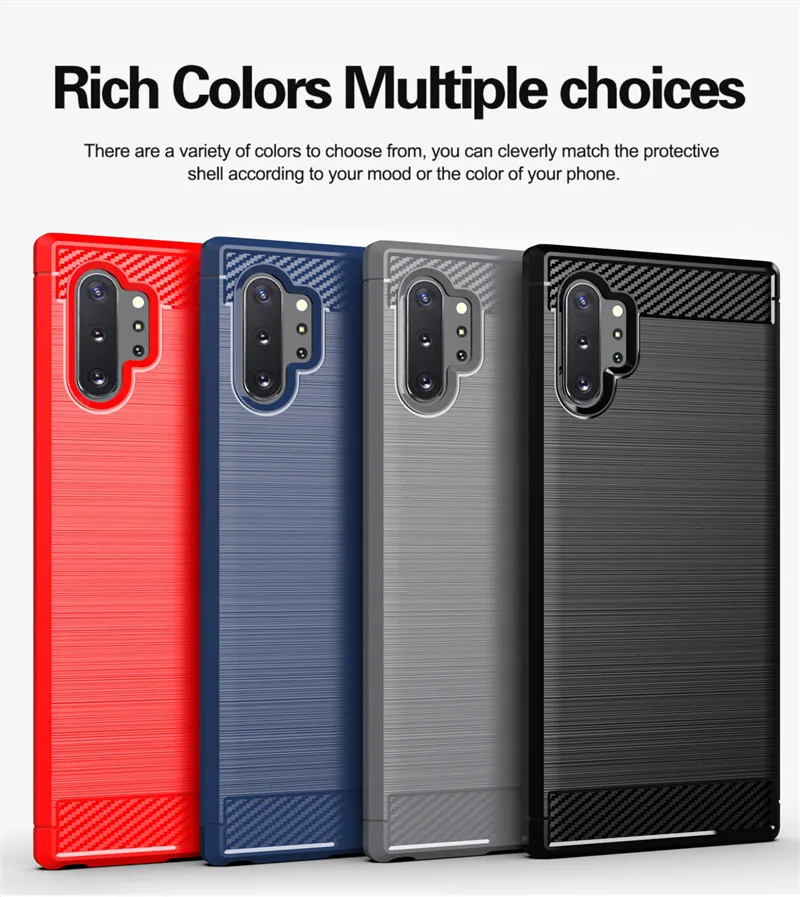 Phone Case for Samsung Note 10 Plus Carbon Fiber Shockproof Case for Galaxy Note10 plus Full Protective Back Cover Coque Fundas