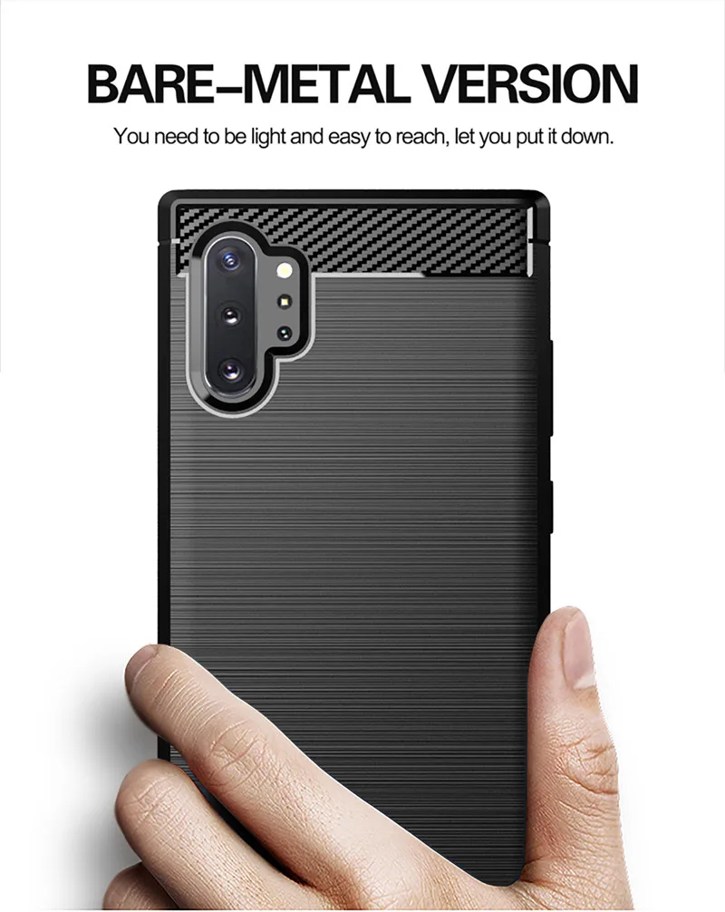 Phone Case for Samsung Note 10 Plus Carbon Fiber Shockproof Case for Galaxy Note10 plus Full Protective Back Cover Coque Fundas