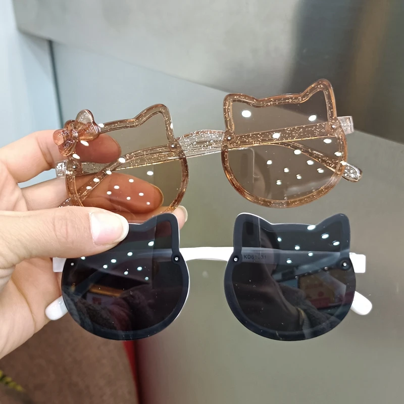 Summer Children Cute Kitty Sunglasses Acrylic Bow Outdoor UV Protection Sun Glasses Baby Girls Classic Kids Boy UV400 Eyewear