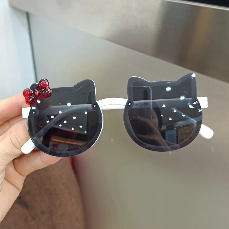 Summer Children Cute Kitty Sunglasses Acrylic Bow Outdoor UV Protection Sun Glasses Baby Girls Classic Kids Boy UV400 Eyewear