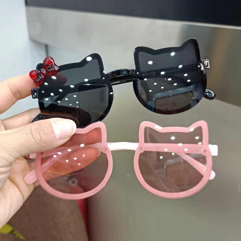 Summer Children Cute Kitty Sunglasses Acrylic Bow Outdoor UV Protection Sun Glasses Baby Girls Classic Kids Boy UV400 Eyewear