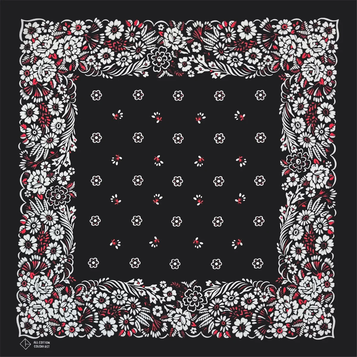 New Design Flower Black Paisley Hip Hop 100% Cotton Square Bandana Scarf Unisex Headband Gifts For Men/Boys/Girls