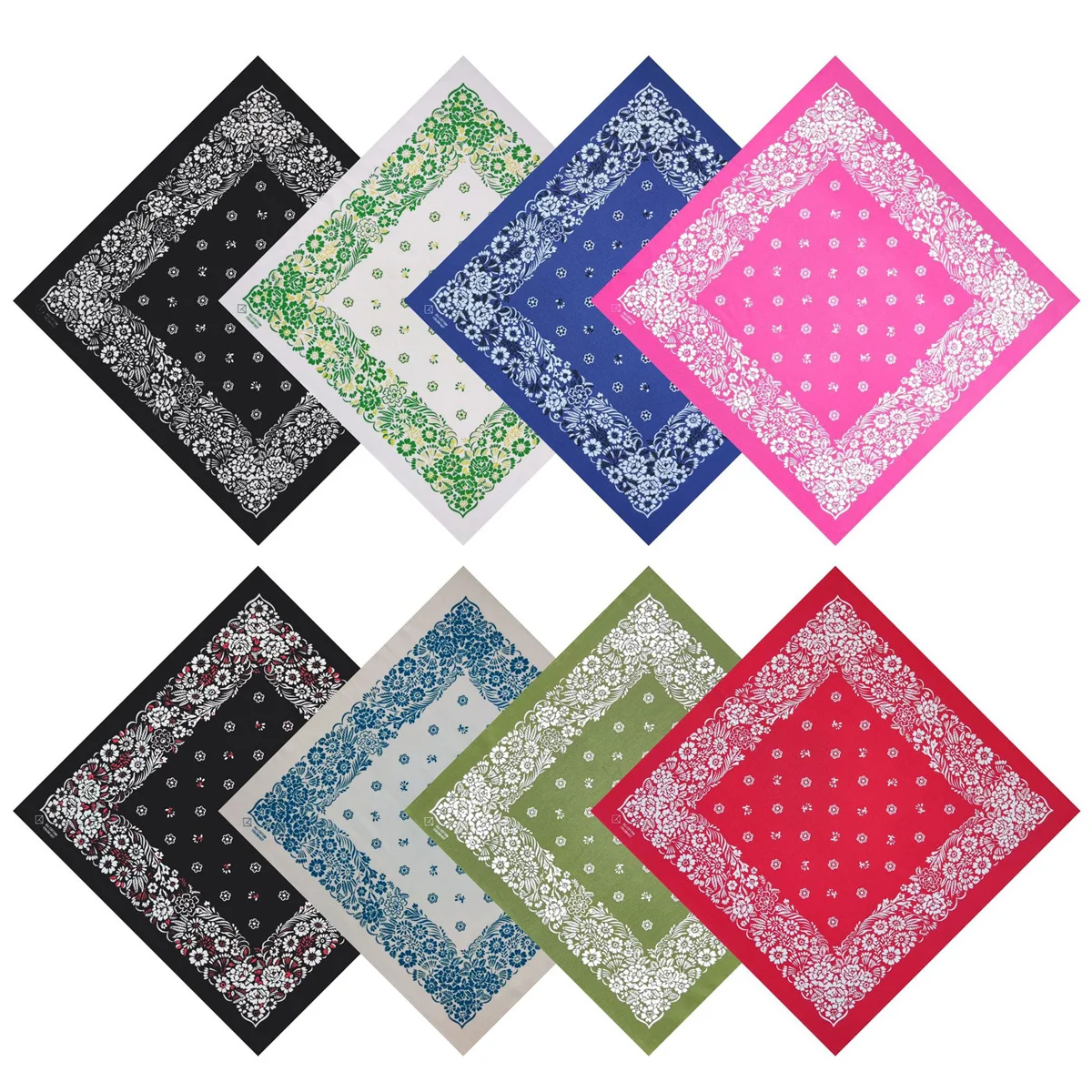 New Design Flower Black Paisley Hip Hop 100% Cotton Square Bandana Scarf Unisex Headband Gifts For Men/Boys/Girls
