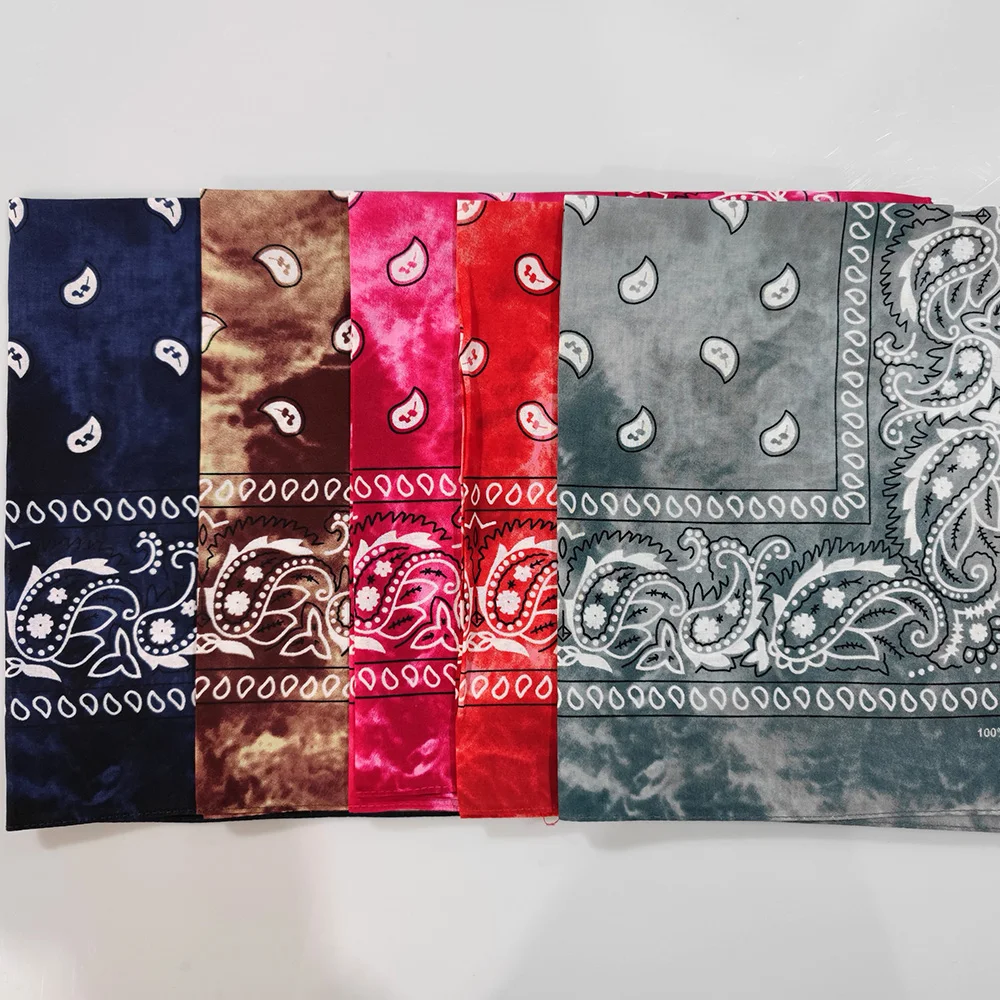 New Design Tie Dye Cashew Paisley Hip Hop 100% Cotton Square Bandana Scarf Unisex Headband Gifts For Men/Boys/Girls