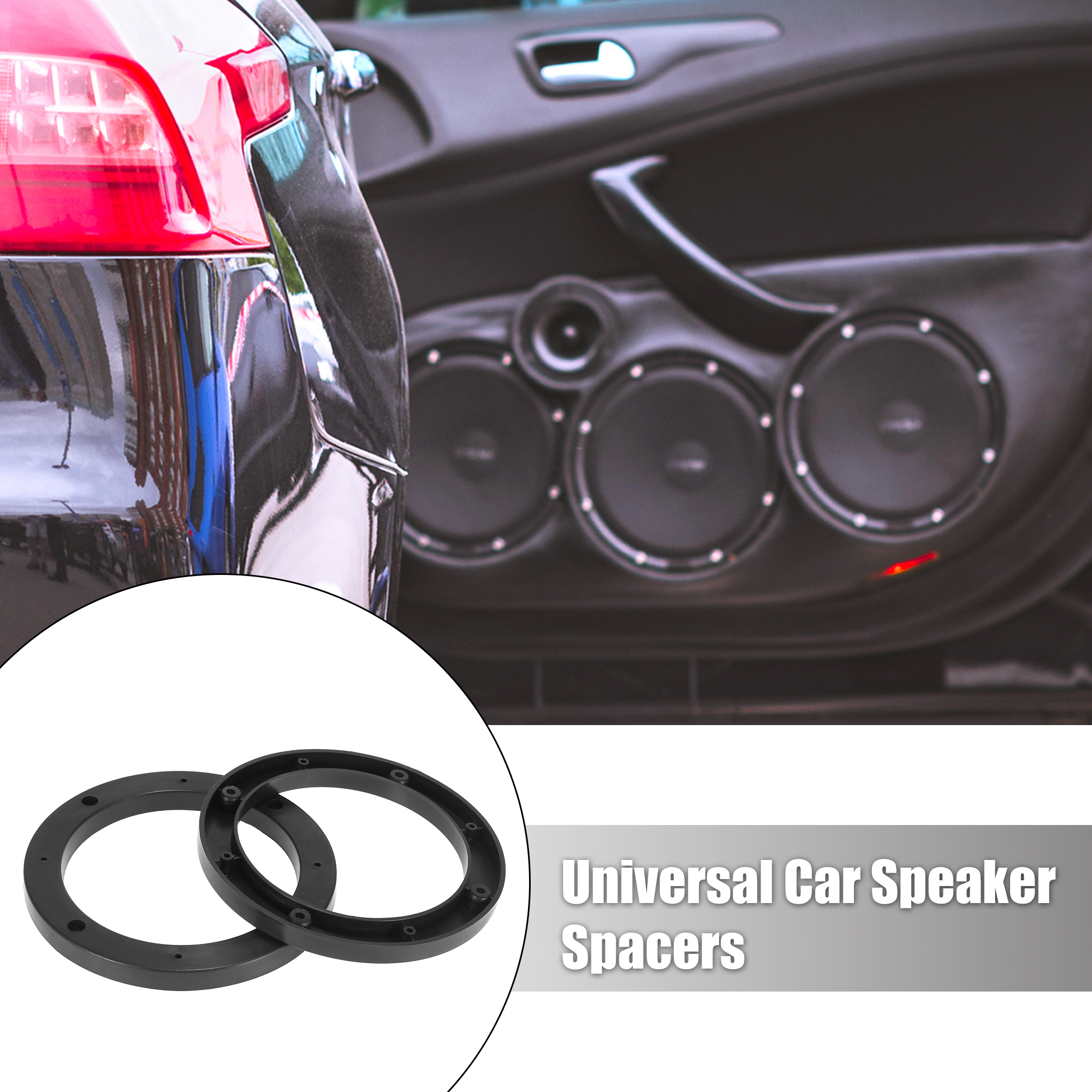 X Autohaux 2-4pcs 4 Inch 5 Inch 6.5 Inch Car Black Hollow Universal Speaker Spacer Mounting Spacer Plate Plastic 120mm ID