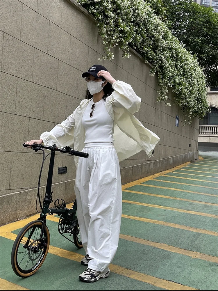 HanOrange Quick-Dry Hooded Zipper Windbreaker Women 2026 Loose Thin Light Transparent Sunscreen Jacket Outdoor Commuting