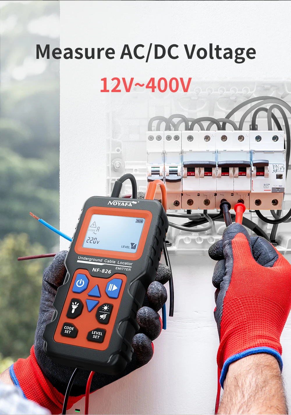 NOYAFA NF-826 Underground Cable Tester Wire Tracker LCD Display Cable Locator Detect Wall Electrical Lines Locator Cable Finder