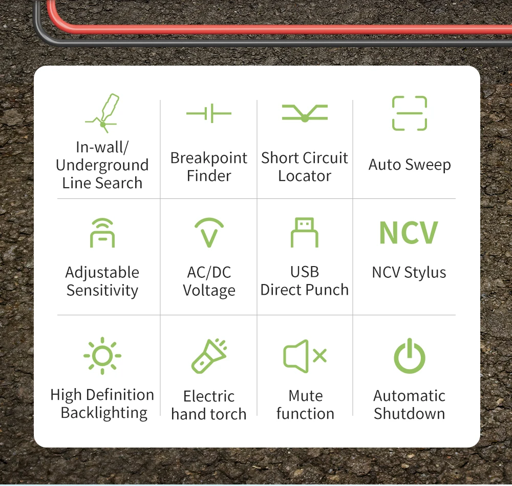 NOYAFA NF-826 Underground Cable Tester Wire Tracker LCD Display Cable Locator Detect Wall Electrical Lines Locator Cable Finder