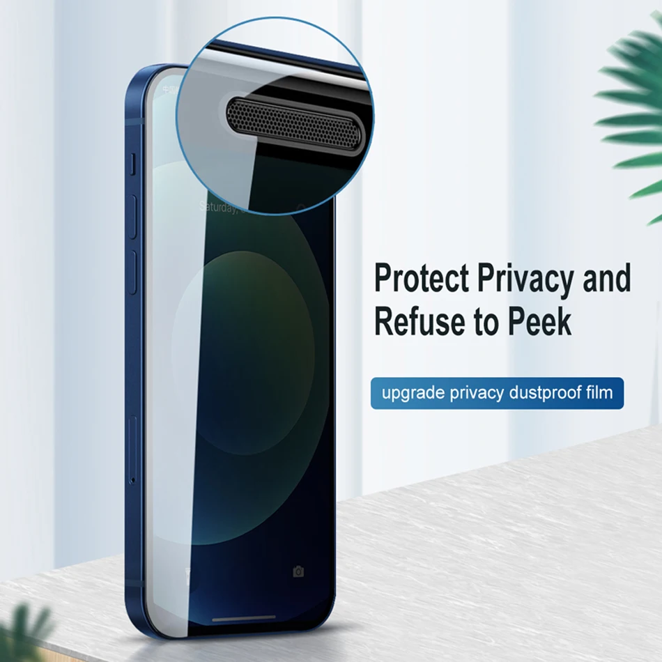 1-3Pcs Dustproof Anti Spy Privacy Tempered Glass for iPhone X XR XS 11 12 13 mini 14 15 16 Pro Max 7 8 Plus SE Screen Protector