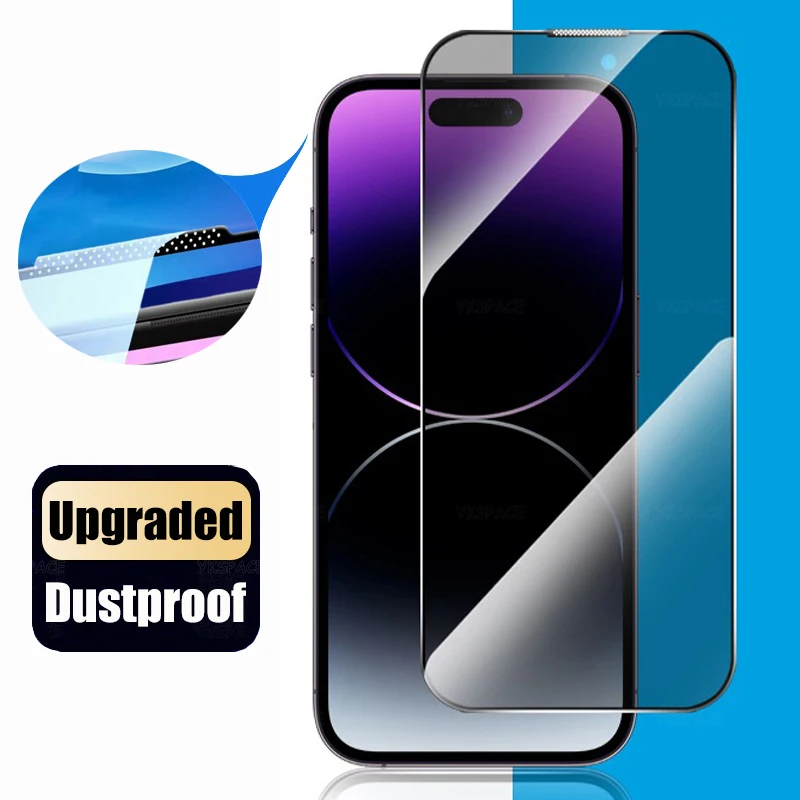 1-3Pcs Dustproof Anti Spy Privacy Tempered Glass for iPhone X XR XS 11 12 13 mini 14 15 16 Pro Max 7 8 Plus SE Screen Protector
