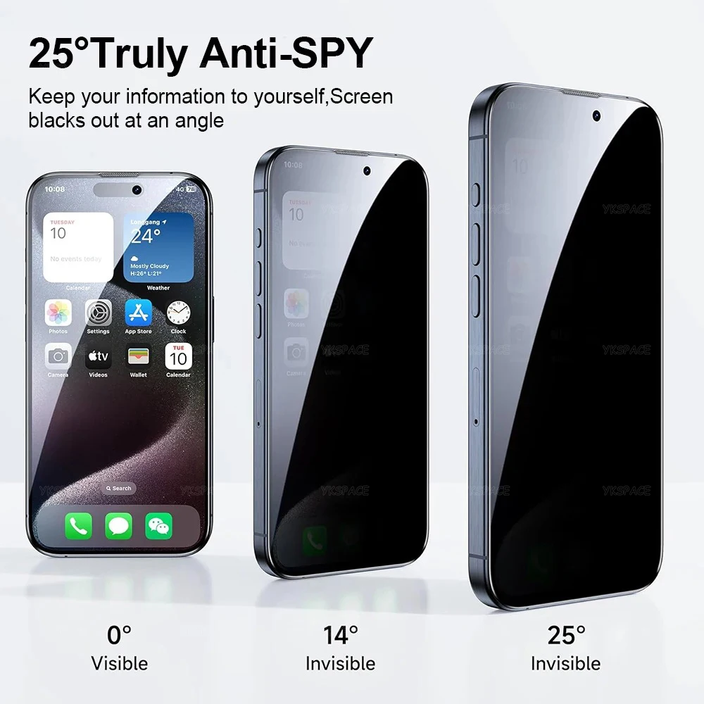 1-3Pcs Dustproof Anti Spy Privacy Tempered Glass for iPhone X XR XS 11 12 13 mini 14 15 16 Pro Max 7 8 Plus SE Screen Protector