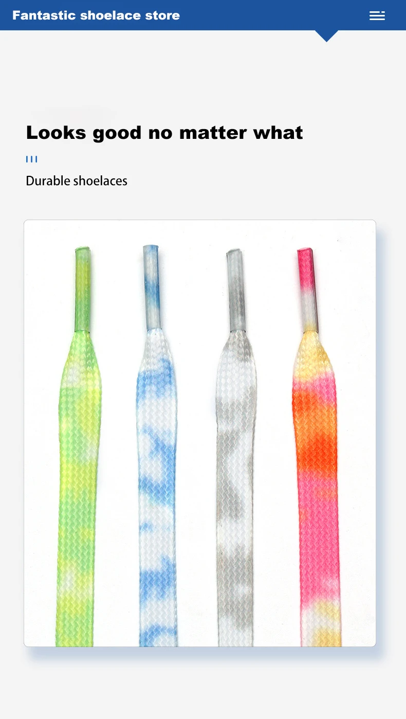 New Tie-dye Non-fading Shoe Laces Casual Shoes Shoelaces for Sneakers Shoe Lace Unisex Flat Boot Laces 120/140/160CM Shoestrings