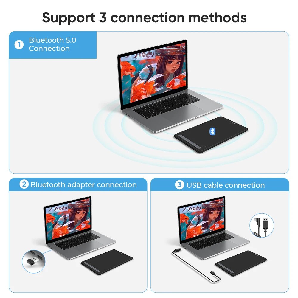XPPen Deco MW Wireless Digital Drawing Tablets 8*5 inch Graphics Tablet Bluetooth 5.0 Support 60 Tilt Windows Mac Android