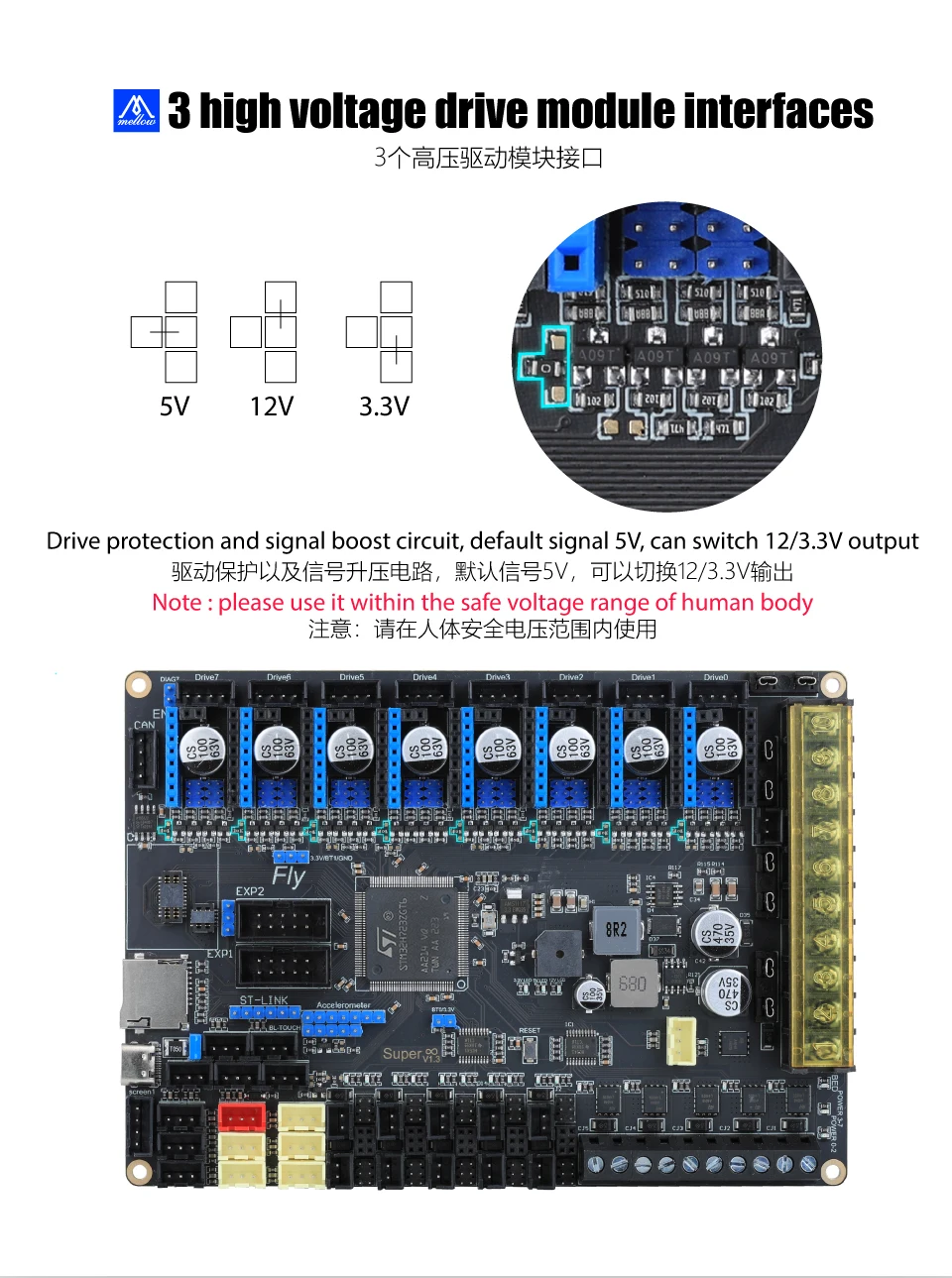 Mellow FLY Super ♾️ Pro Board 3+5 HV 8 Axis 32Bit 550MHz 2oz PCB High-speed For 3D Printer Motherboard RRF/Klipper Voron Vzbot