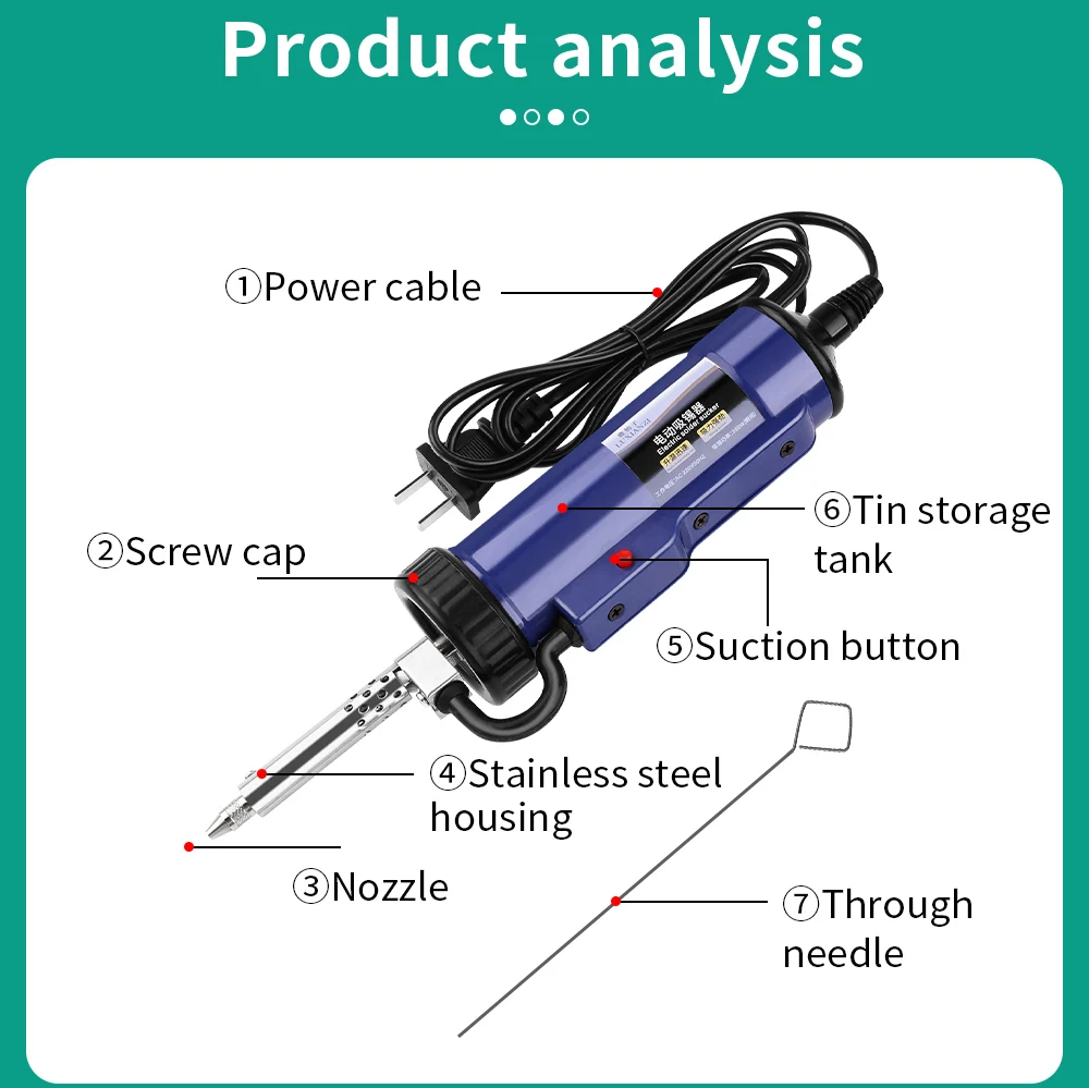 LUXIANZI 30w/40w Powerful Electric Desoldering Pump Suction Tin Vacuum Removal Tool Hand Welding Tools Solder Iron Desolder Gun