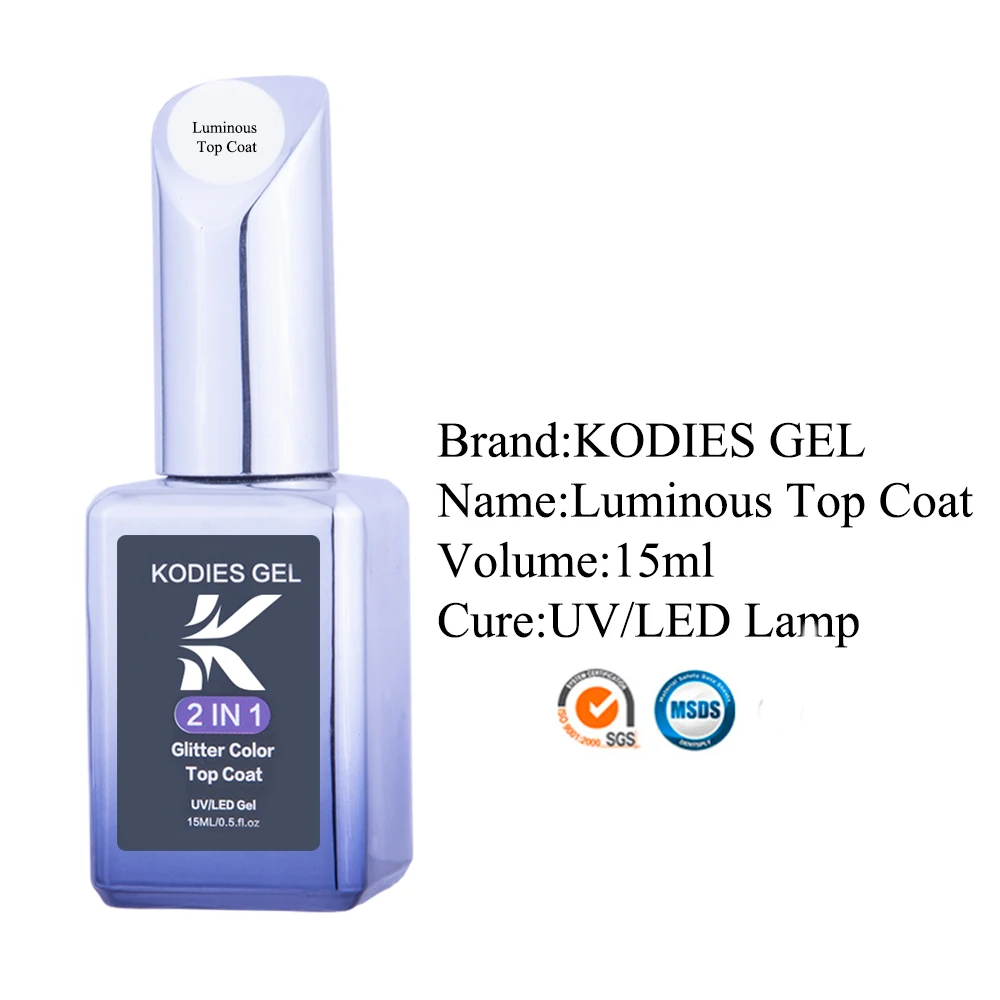 KODIES GEL NEW Top Coat Glow In The Dark 15ML UV Gel Nail Polish Luminous Topcoat No Sticky Glossy Diamond Shine Hybrid Varnish