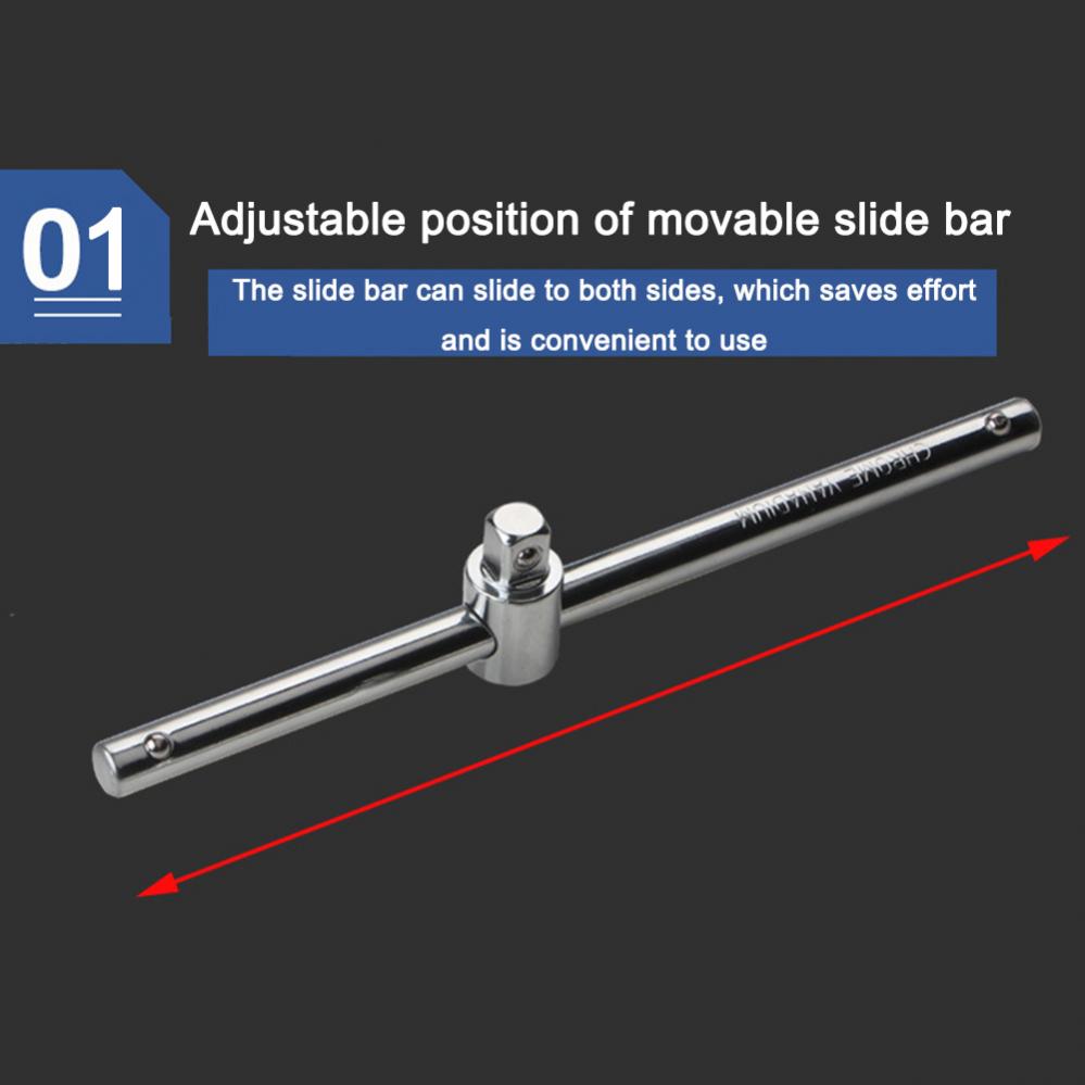 1/4 3/8 1/2 Drive Socket Wrench Extension Sliding T Bar Auto Repair Tool Sleeve Slide Bar Force Applying Rod Pipe Wrench