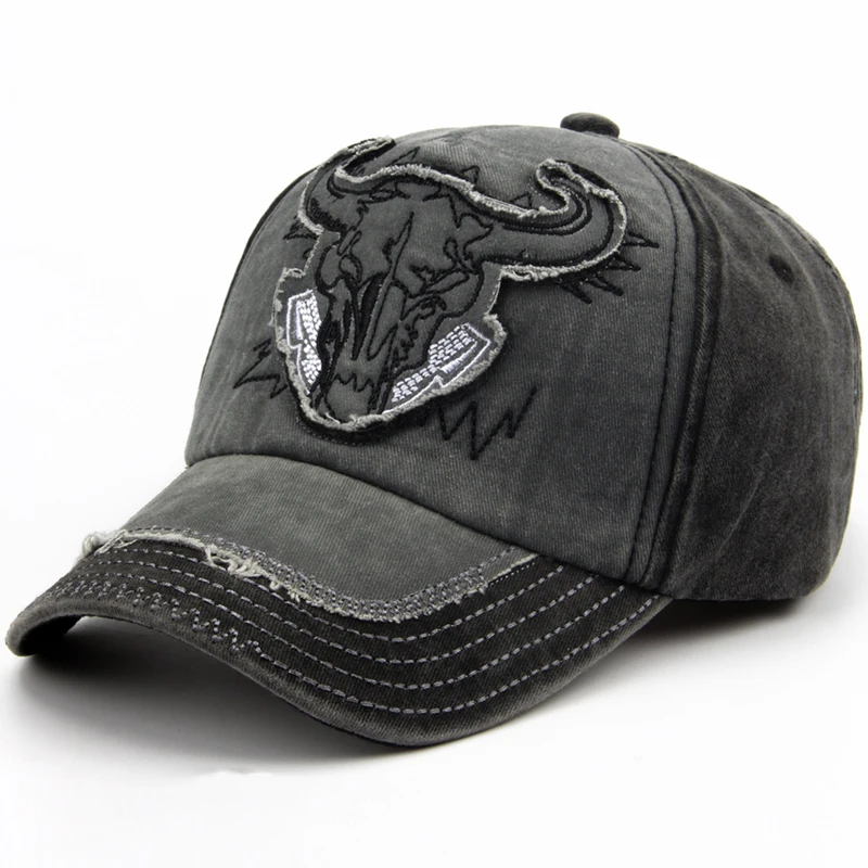 CNTANG Men Bull Head Embroidery Baseball Cap Cotton Vintage Snapback Hip Hop Caps Fashion Casual Hat For Women Summer Brand Hat