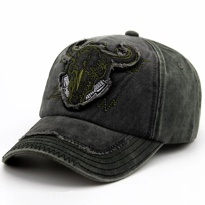 CNTANG Men Bull Head Embroidery Baseball Cap Cotton Vintage Snapback Hip Hop Caps Fashion Casual Hat For Women Summer Brand Hat