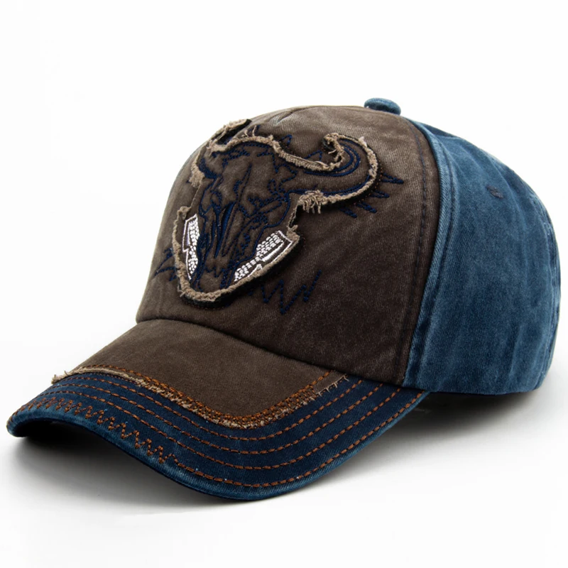 CNTANG Men Bull Head Embroidery Baseball Cap Cotton Vintage Snapback Hip Hop Caps Fashion Casual Hat For Women Summer Brand Hat