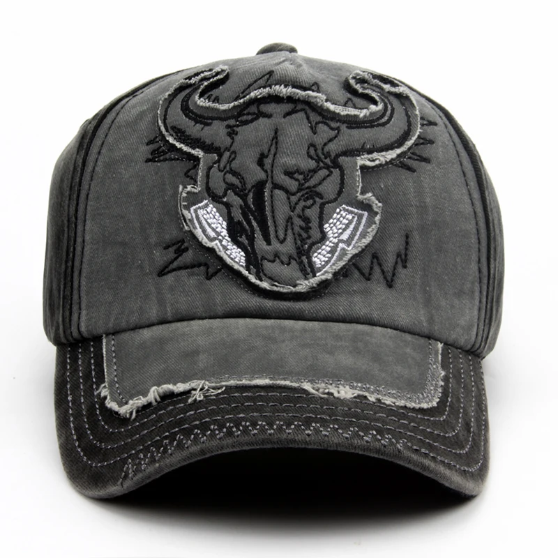 CNTANG Men Bull Head Embroidery Baseball Cap Cotton Vintage Snapback Hip Hop Caps Fashion Casual Hat For Women Summer Brand Hat
