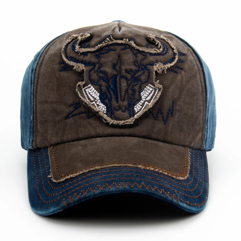 CNTANG Men Bull Head Embroidery Baseball Cap Cotton Vintage Snapback Hip Hop Caps Fashion Casual Hat For Women Summer Brand Hat