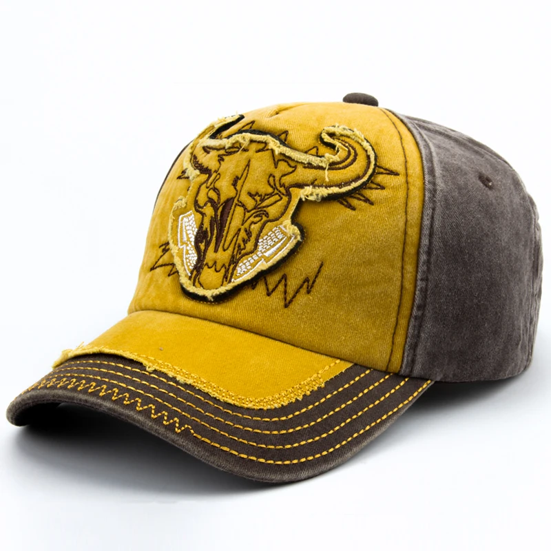 CNTANG Men Bull Head Embroidery Baseball Cap Cotton Vintage Snapback Hip Hop Caps Fashion Casual Hat For Women Summer Brand Hat