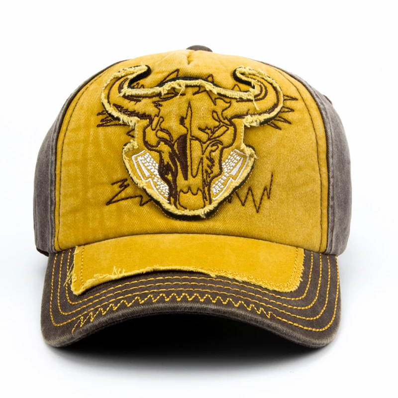 CNTANG Men Bull Head Embroidery Baseball Cap Cotton Vintage Snapback Hip Hop Caps Fashion Casual Hat For Women Summer Brand Hat
